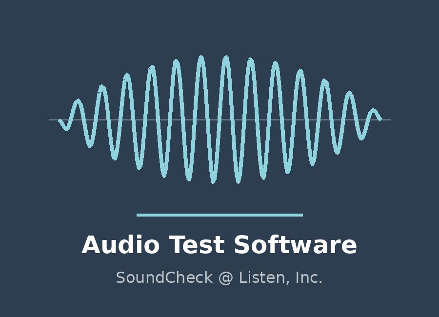 stylized audio waveform graphic representing SoundCheck test software at Listen, Inc.